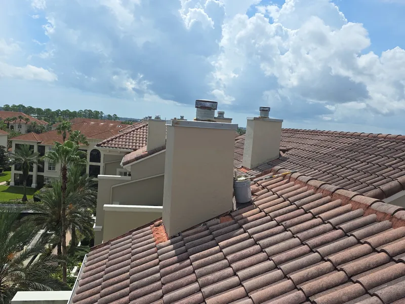 Completed chimneys blending into the roofline