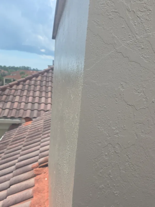 Close-up of the matched stucco texture