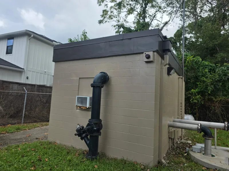 Utility building after, side view